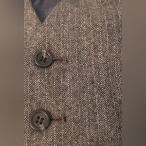 40R Mens Vintage Gray Herringbone Wool Tweed Suit Vest Waistcoat M Adjustable